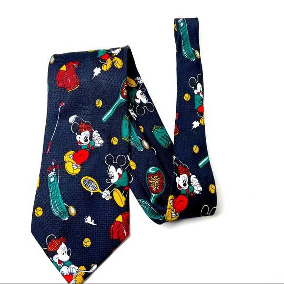 MICKEY MOUSE Disney GOLF TENNIS Sports Silk TIE golfing - Picture 6 of 7